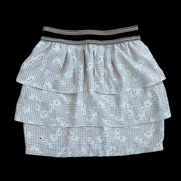 BCBGeneration Beige Pink Black Layered Printed Elastic Waist Zipper Mini Skirt S - Picture 5 of 9